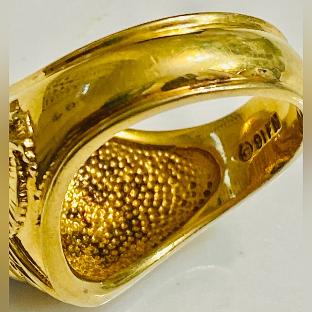 Men's Solid Gold over Silver lab created sapphire… - image 7